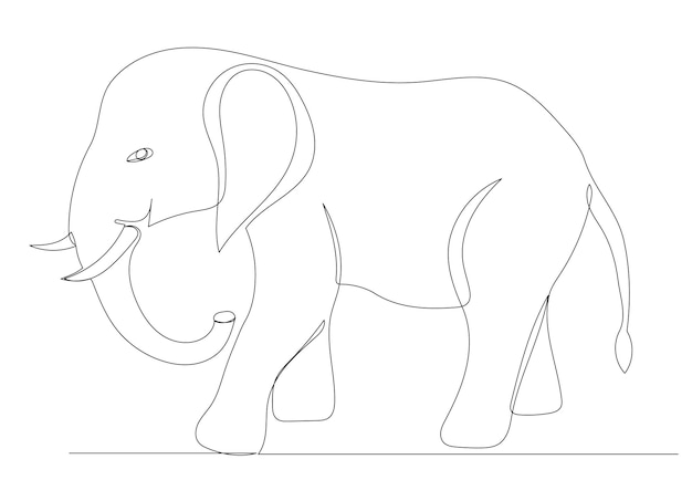 Vettore vettore di schizzo di disegno a linea continua di elefante