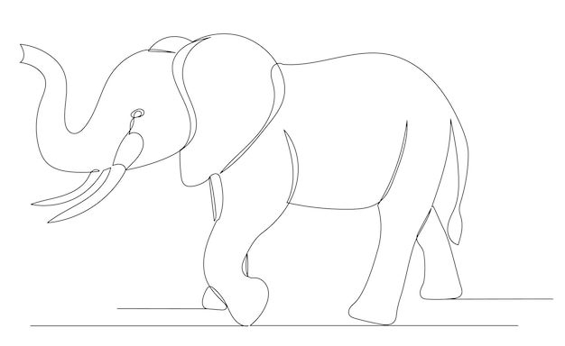 Vettore di schizzo di disegno a linea continua di elefante