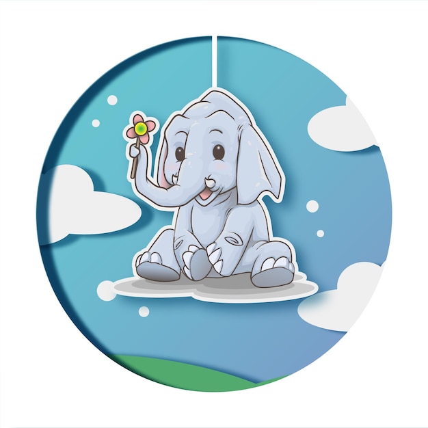 Elephant cute illustration vector