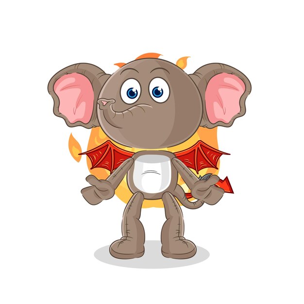Elephant demon with wings character cartoon mascot vector
