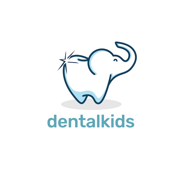 ベクトル 象の歯科の子供のロゴとアイコンの要素のテンプレート