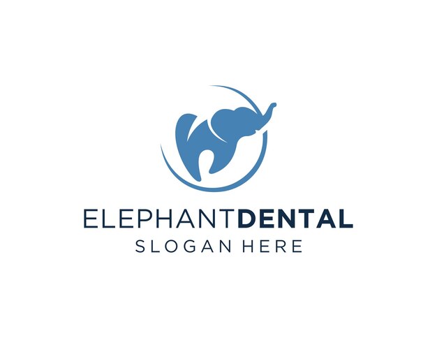 Il logo di elephant dental creato utilizzando l'applicazione corel draw 2018 con uno sfondo bianco