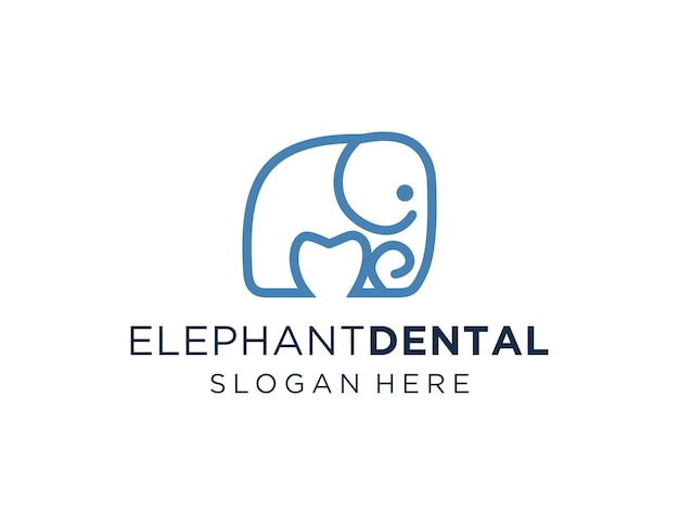 Il logo di elephant dental creato utilizzando l'applicazione corel draw 2018 con uno sfondo bianco