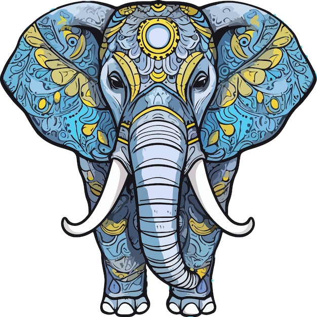 Elephant doodle gray color