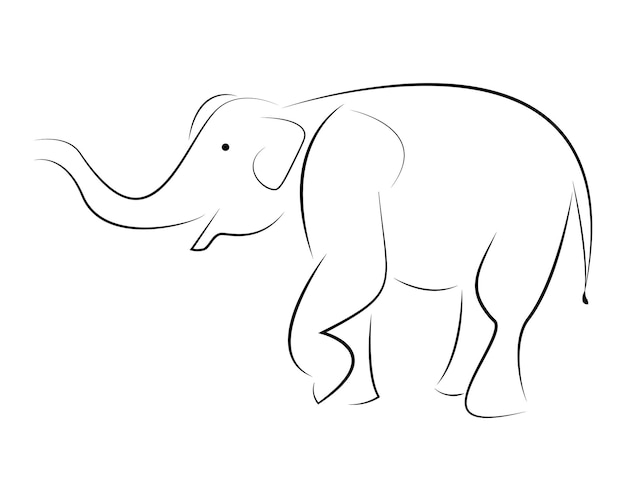 Elefante in stile doodle su sfondo bianco