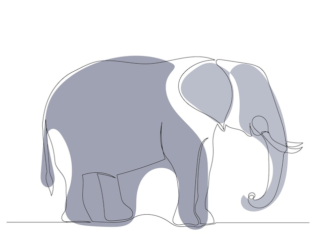 Elephant drawing by one continuous line