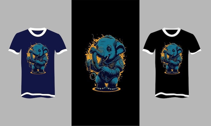 वेक्टर elephant and drink vector tshirt flat design