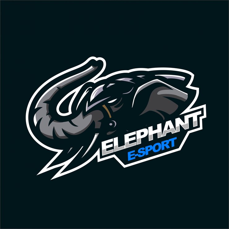 Шаблон логотипа игровой талисман слона e-sport
