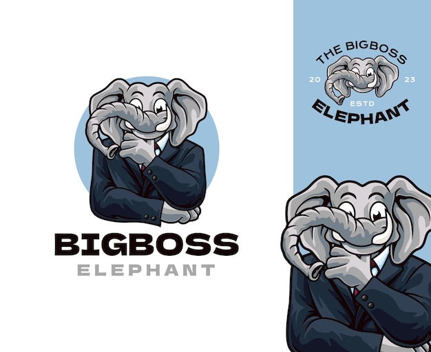 象の従業員マスコット ロゴ デザイン