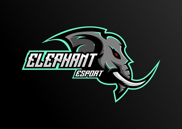 Mascotte del design del team del logo esport dell'elefante