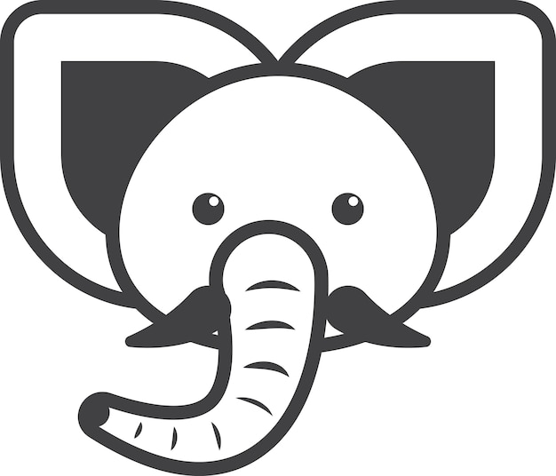 Elephant face illustration in minimal style