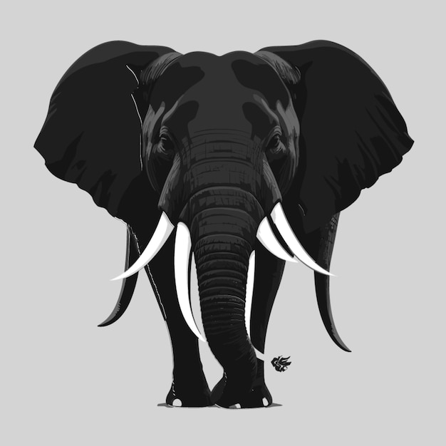 elephant face silhouette cartoon vector