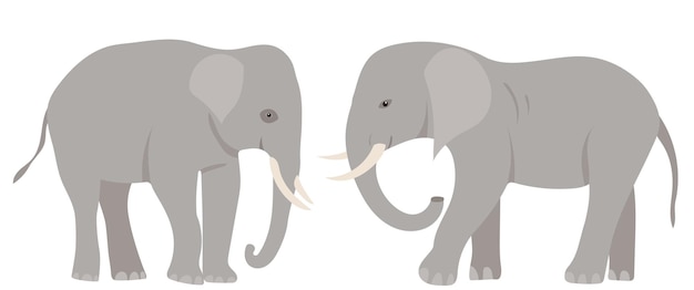 Design piatto elefante isolato su sfondo bianco