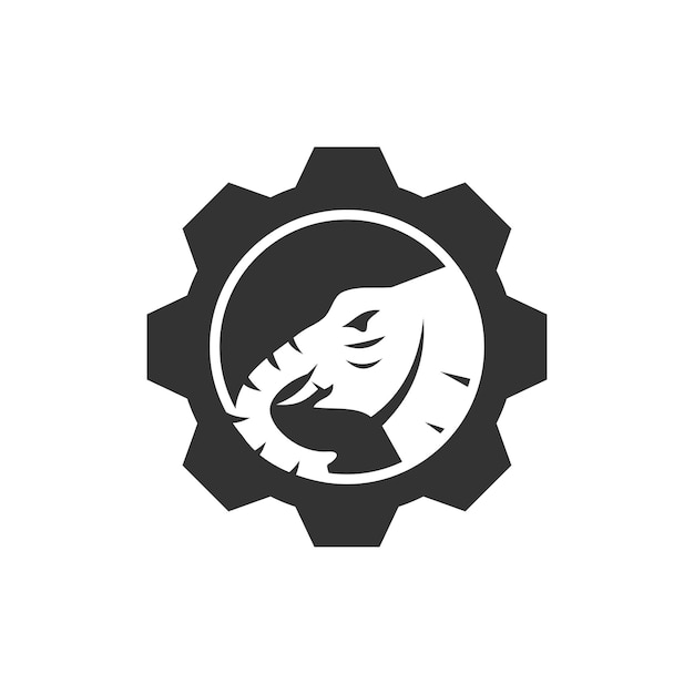 Elephant gear Illustration Icon Brand Isolated