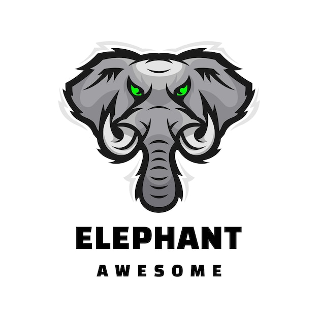 elephant head character mascot logo