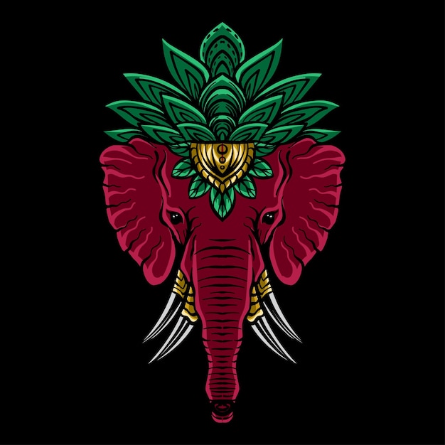 Vettore testa di elefante pagina da colorare mandala design print design tshirt design