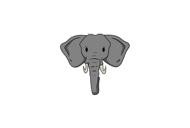 Elephant head drawing vector mascot logo design