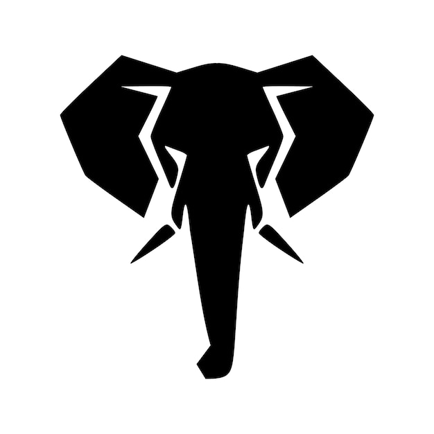 Elephant head front view icon logo isolated vector illustration