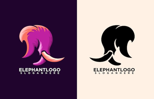 Testa di elefante logo design vettoriale