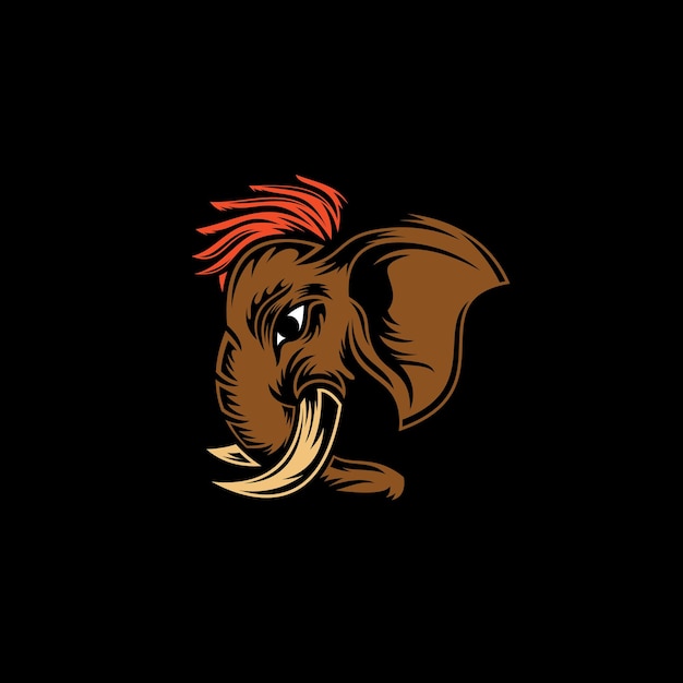 Vettore logo sportivo della mascotte a testa di elefante