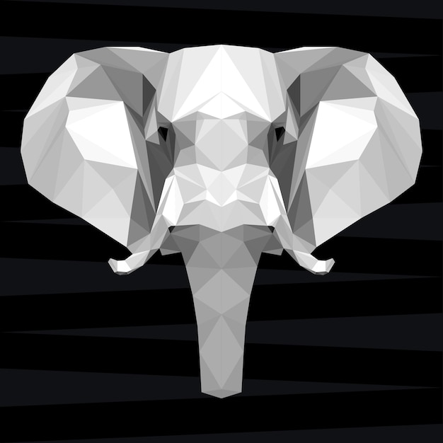 Vector elephant head. nature and animals life theme background. abstract geometric polygonal triangle elephant pattern for design t-shirt, card, invitation, poster, banner, placard, billboard cover
