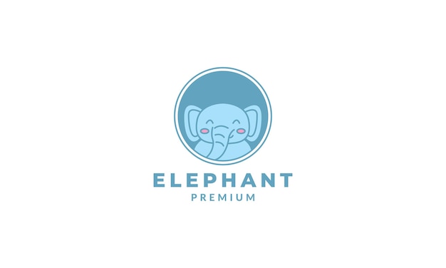 Elephant head smile  cute cartoon  logo vector illustration