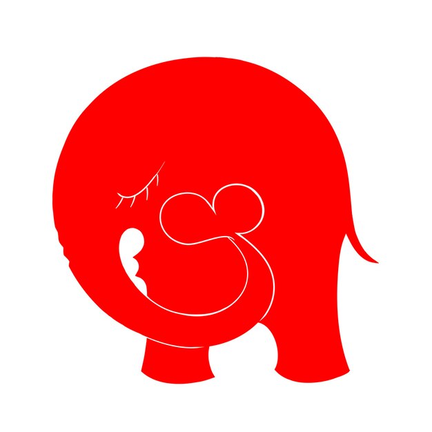 Vector elephant and heart icon of love
