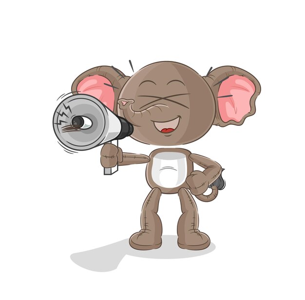 Elephant holding hand loudspeakers vector cartoon character
