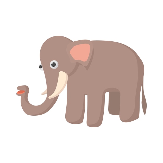 Icona dell'elefante nello stile del fumetto su una priorità bassa bianca