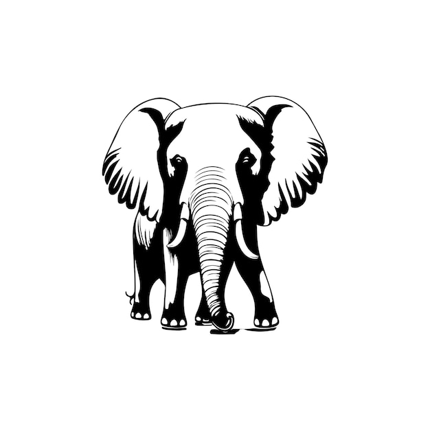 Вектор Икона слона, нарисованная рукой, черный цвет, векторный элемент и символ логотипа дня дикой природы