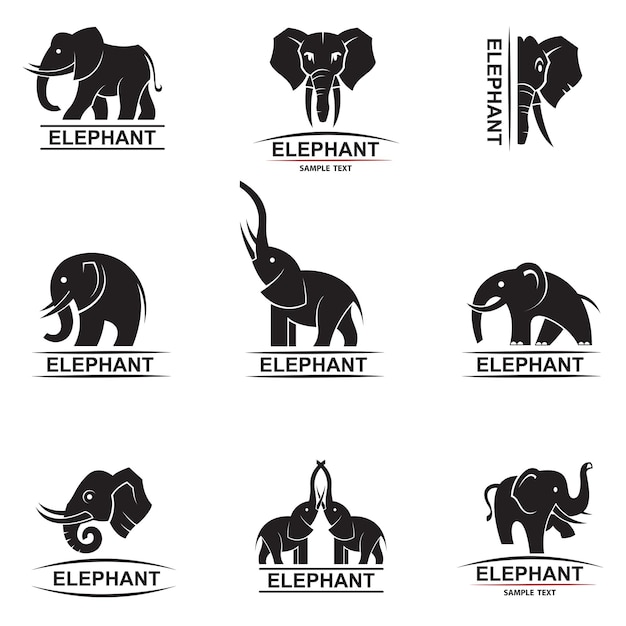 elephant icons set