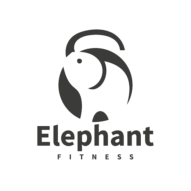 Elephant kettle bell logo illustration elephant trunk fitness vector combination symbol template