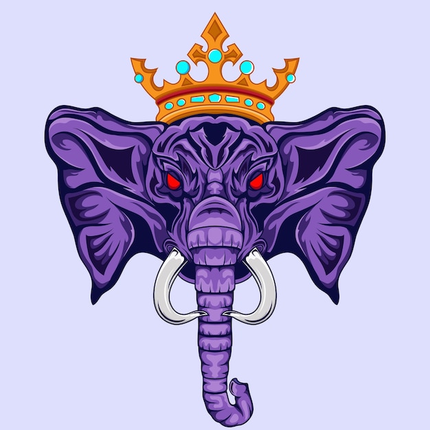 Elephant King Illustratie voor tshirt mascotte of logo esport