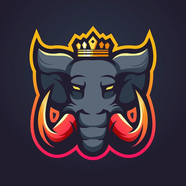 Vector elephant king mascot logo
