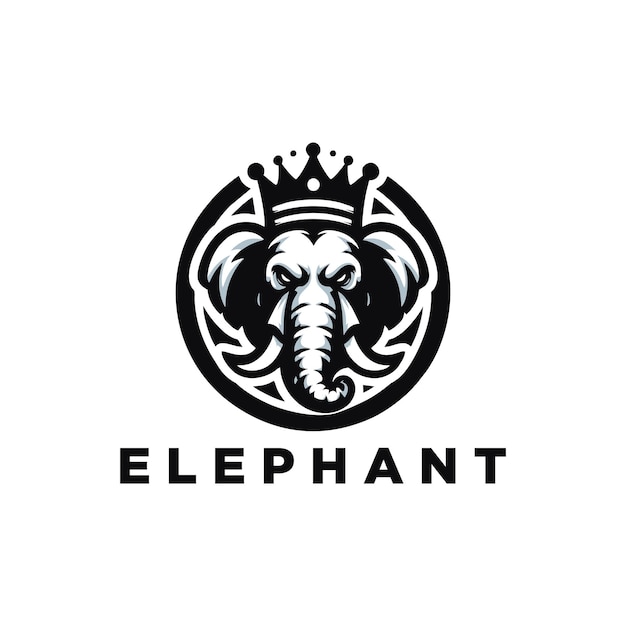 Elephant King With Crown Logo Design Vector Boze olifant vector