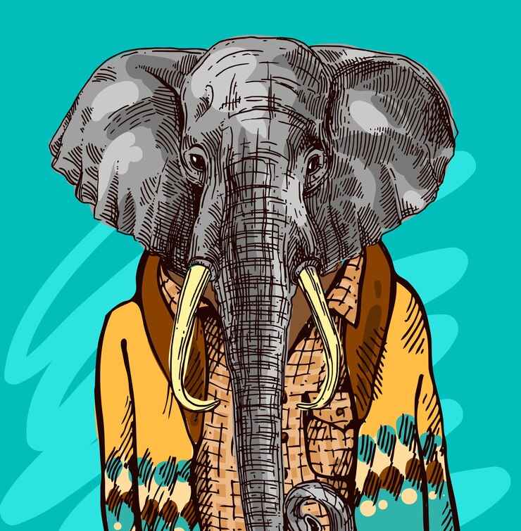 Vector elephant in knitted sweater