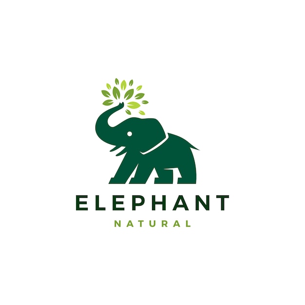 Elephant leaf leaves tree logo icon illustration