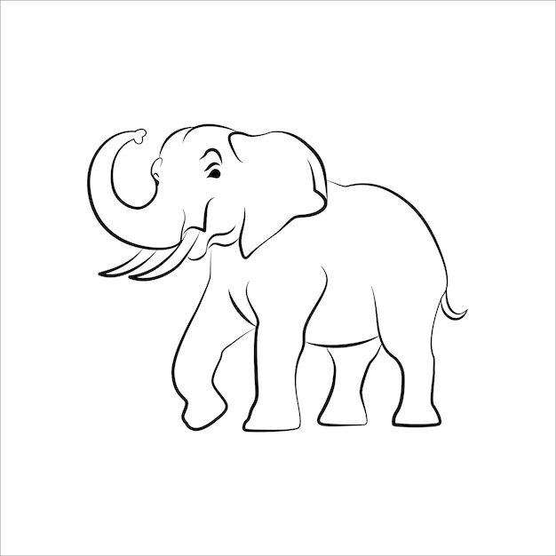 Vettore disegno dell'icona del logo dell'arte della linea dell'elefante vettore di illustrazione dell'icona del logo dell'animale minimalista e moderno semplice