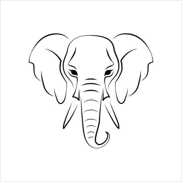 Vettore disegno dell'icona del logo dell'arte della linea dell'elefante vettore di illustrazione dell'icona del logo dell'animale minimalista e moderno semplice