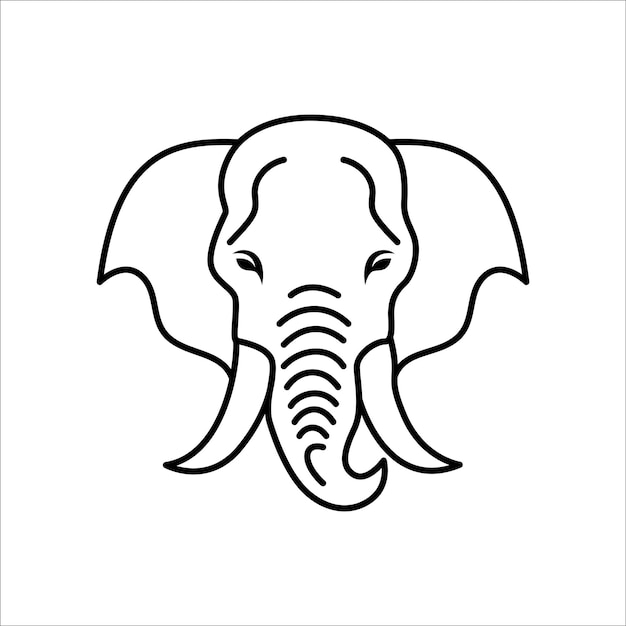 象のライン アートのロゴ アイコン デザイン シンプル モダンなミニマリストの動物のロゴ アイコン イラスト