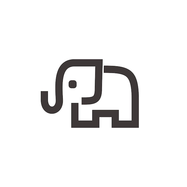 象のライン アートのロゴ