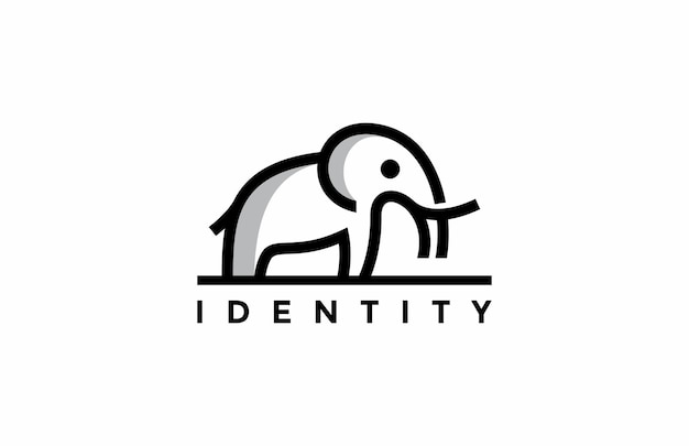 Logo minimalista della linea dell'elefante