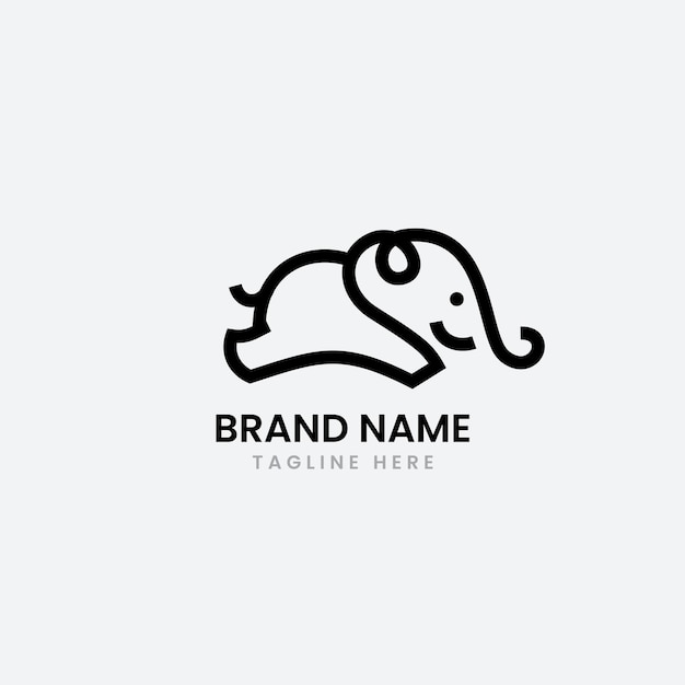 Elephant line theme vector logo template