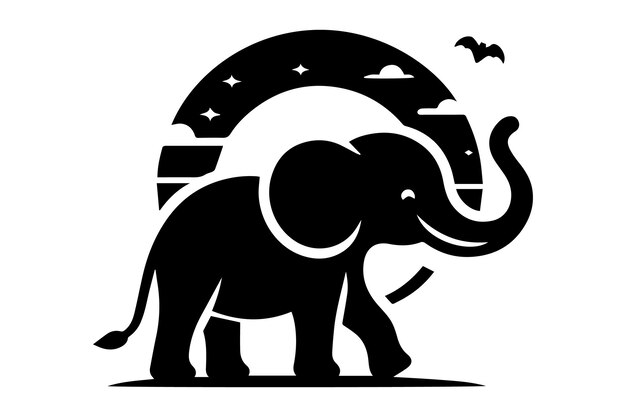 Vector elephant logo design silhouette vector illustration