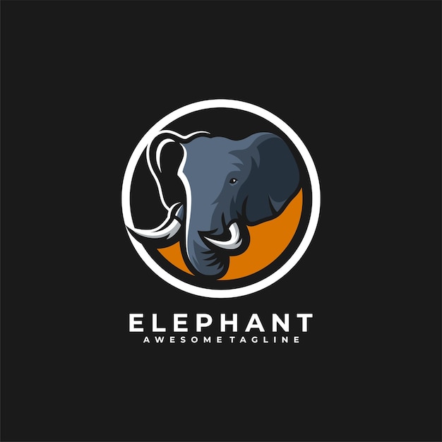 Vector elephant logo design vector flat color