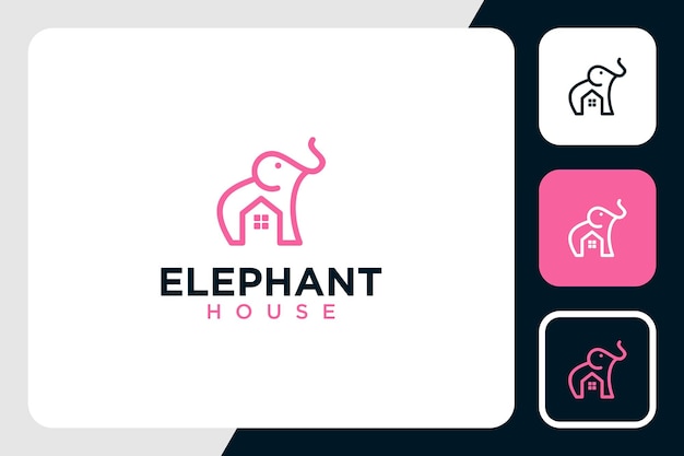家のインスピレーションと象のロゴのデザイン
