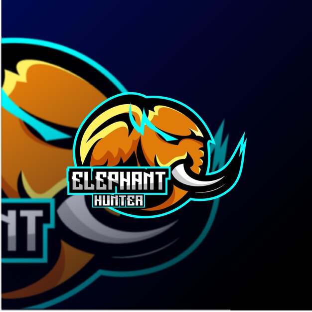 象のロゴのeスポーツデザインのマスコット
