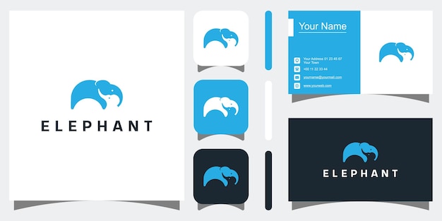 Illustrazione dell'icona del logo dell'elefante vettore premium