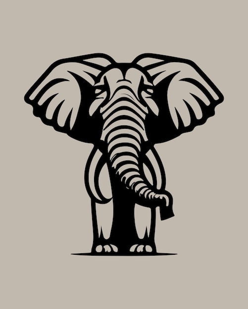 elephant logo with leaf outline
