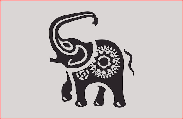 elephant logo with leaf outline